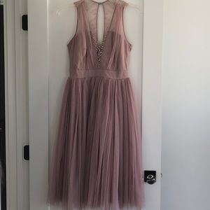 Blush pink embellished tulle party dress
